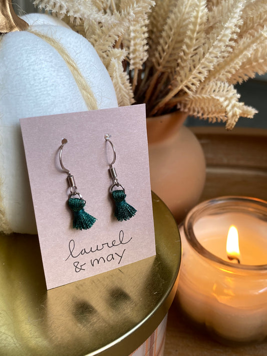 Forest Green Fabric Dangly Earrings
