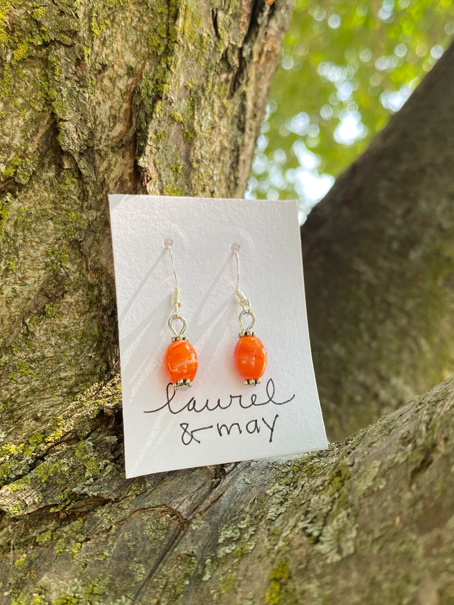 Bright Orange Dangly Earrings