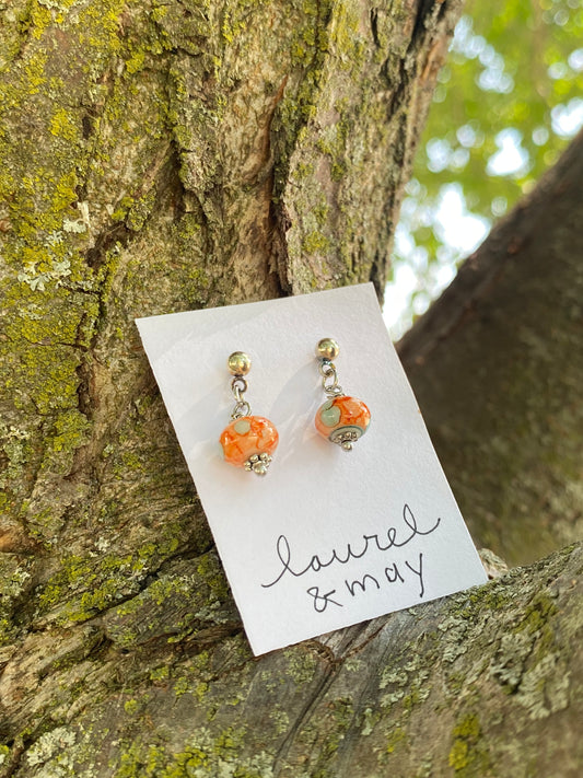 Orange&Teal Dangly Earrings