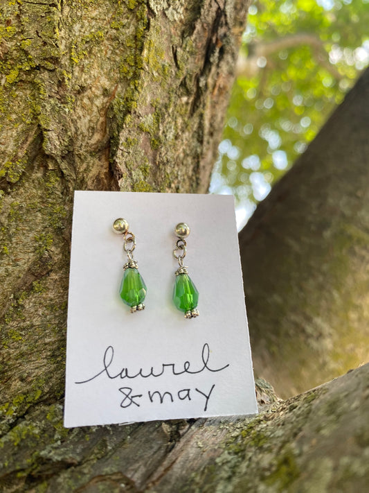 Emerald Green Dangly Earrings