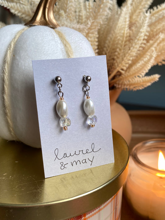 Pearl&Crystal Earrings (Silver)