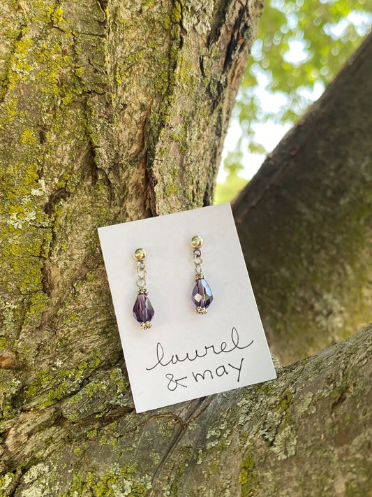 Purple Crystal Dangly Earrings