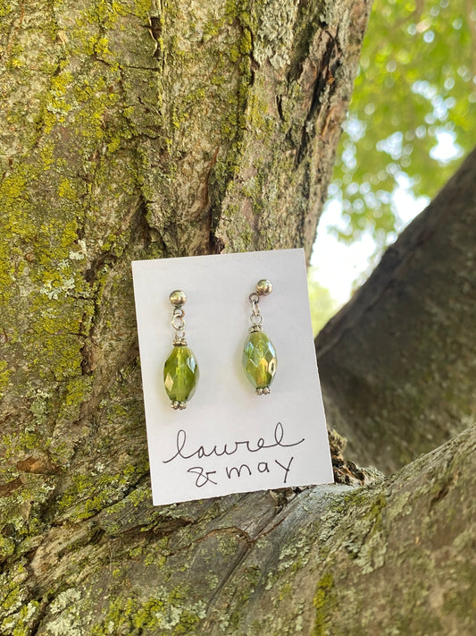 Leaf Green Dangly Earrings